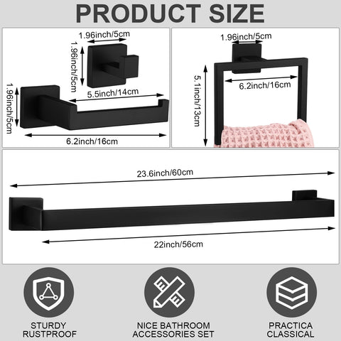 Gisafai black towel ring, modern design keeps towels tidy