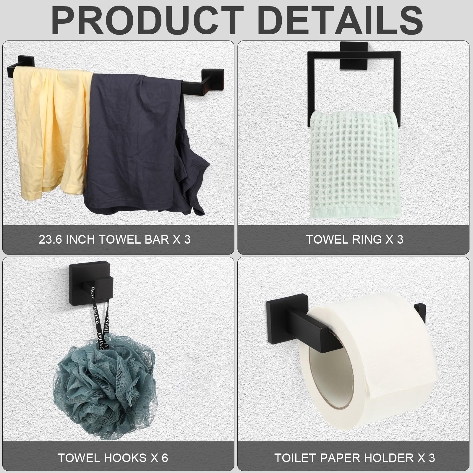 Gisafai black wall-mounted toilet paper holder, easy daily use