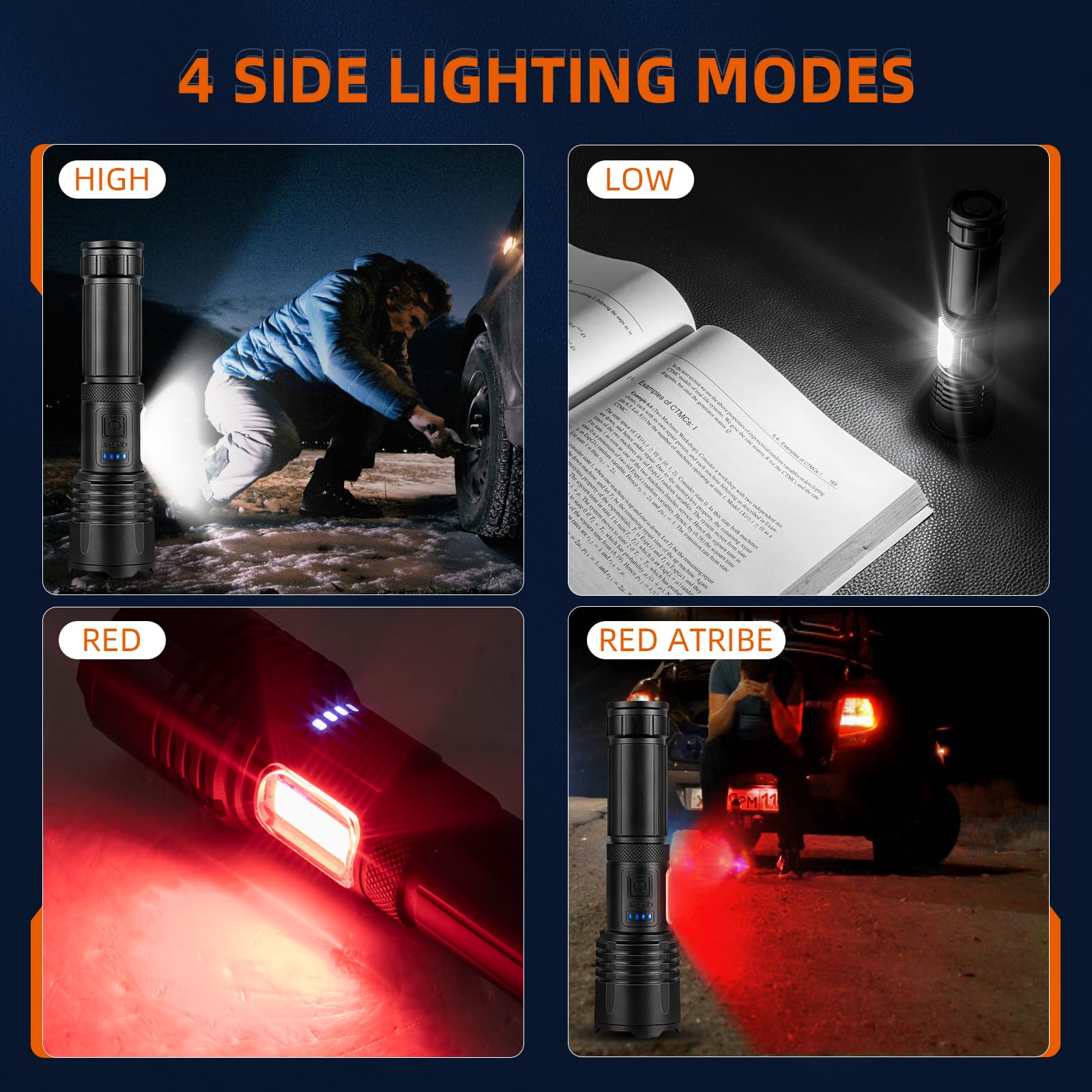 GISAEV IPX7 waterproof flashlight ready for rain or snow.
