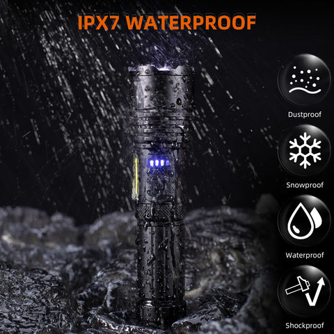 GISAEV seven-mode LED flashlight offering versatile lighting modes.