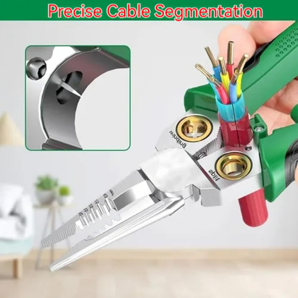 Gitende wire stripping tool close-up highlighting sharp jaws and markings.