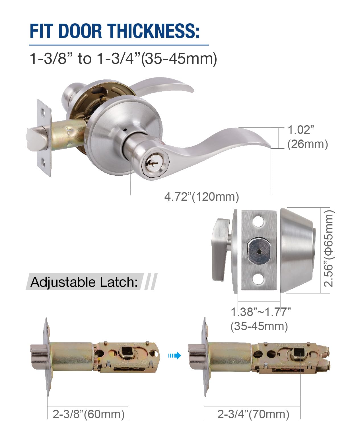 GitRang single deadbolt with exterior latch for added entry security.