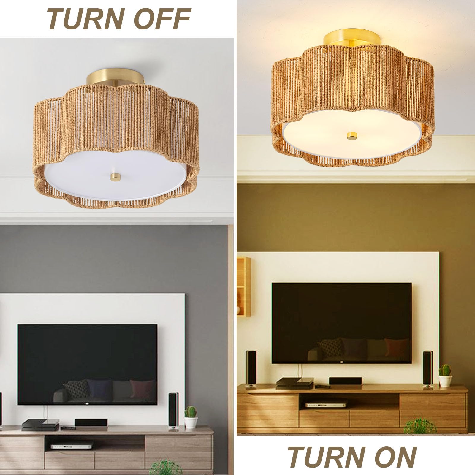 Giutna hallway and bedroom rattan fixture suits transitional areas.
