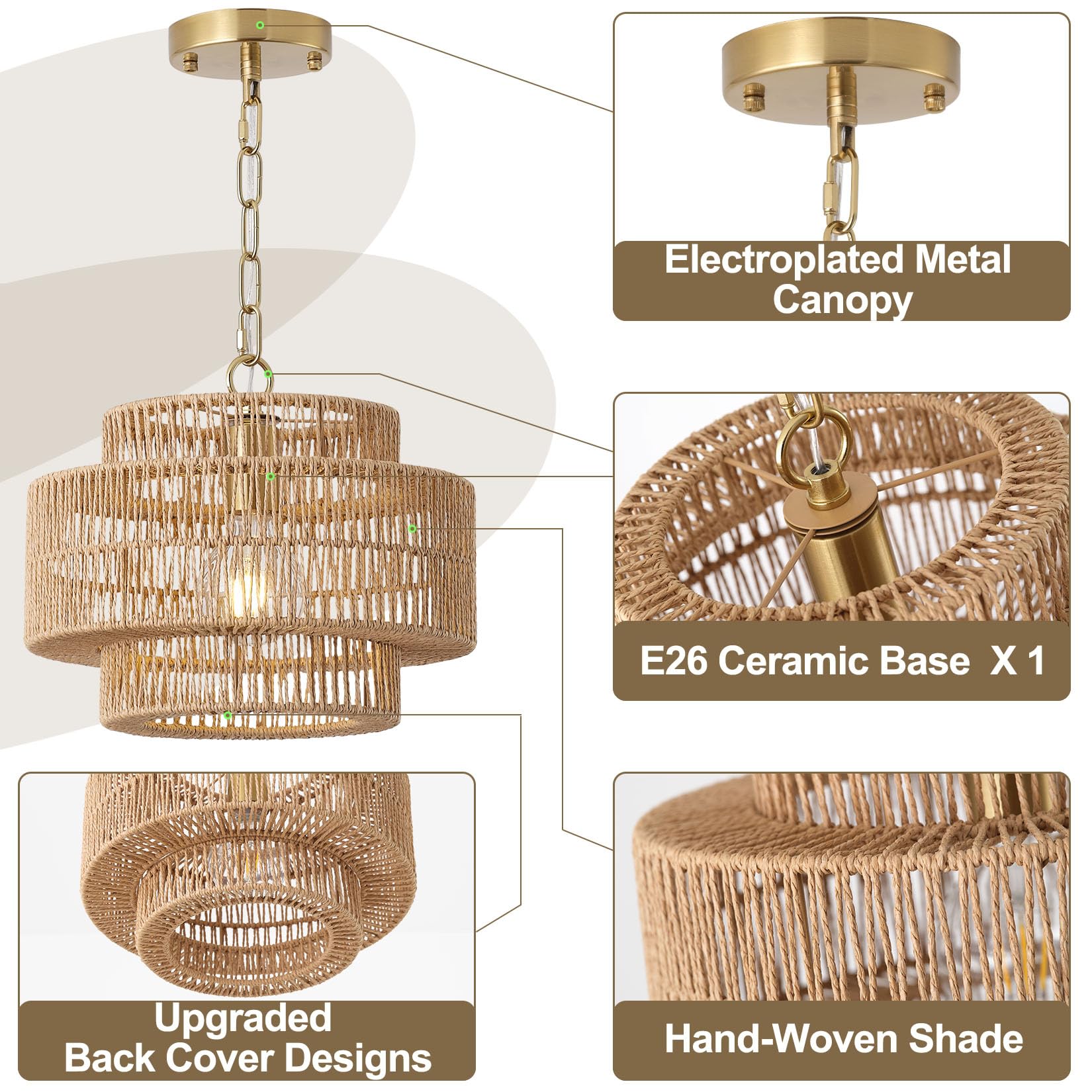 Giutna kitchen island rattan pendant light elevates coastal farmhouse décor