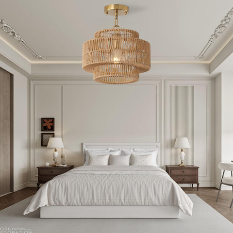 Giutna living room rattan farmhouse light enhances rustic interiors