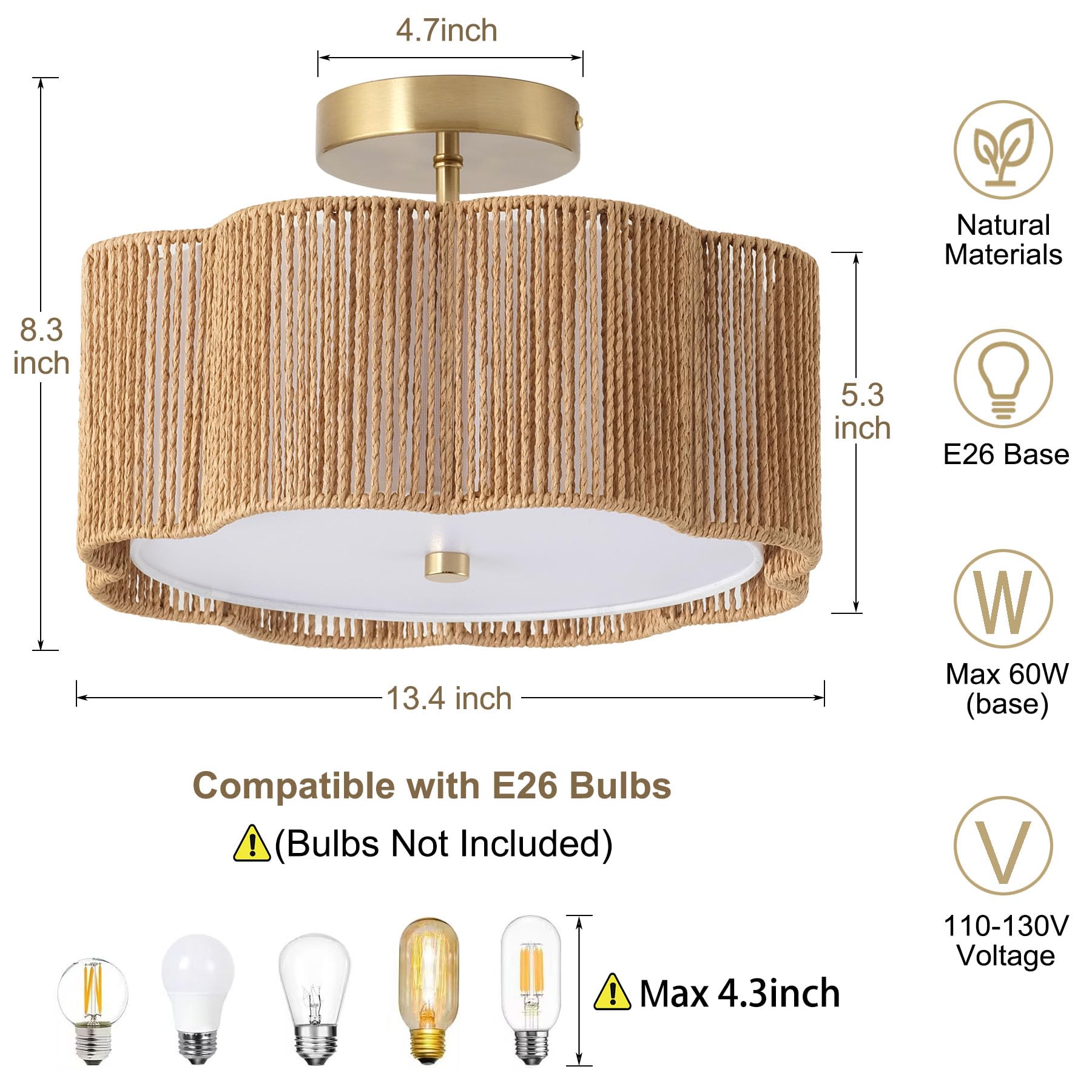 Giutna rattan flower-shape lampshade adds boho charm and soft glow.