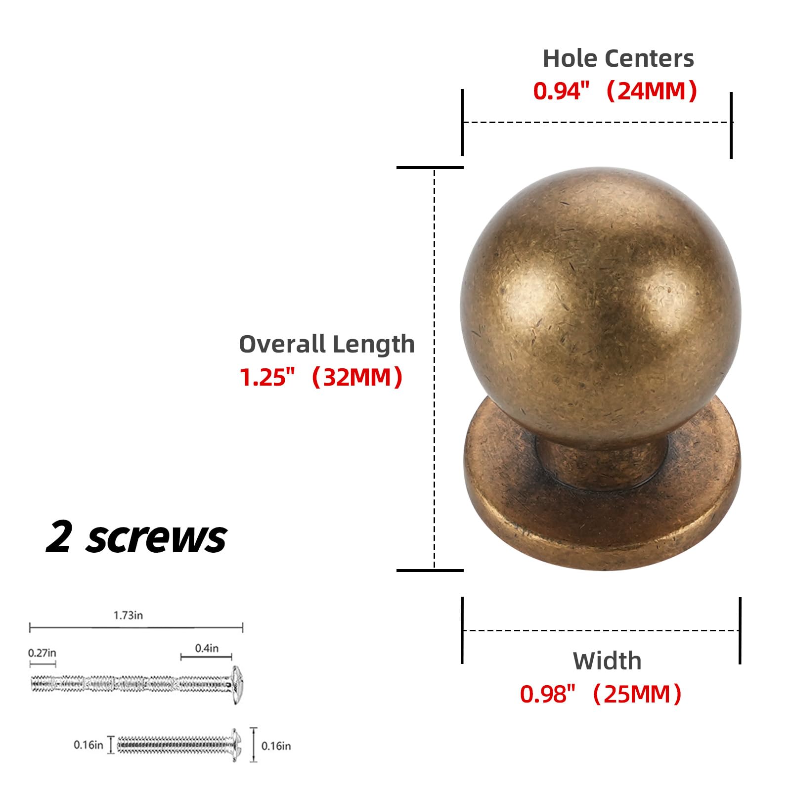 Closeup of GIYURO antique brass drawer knobs showing finish