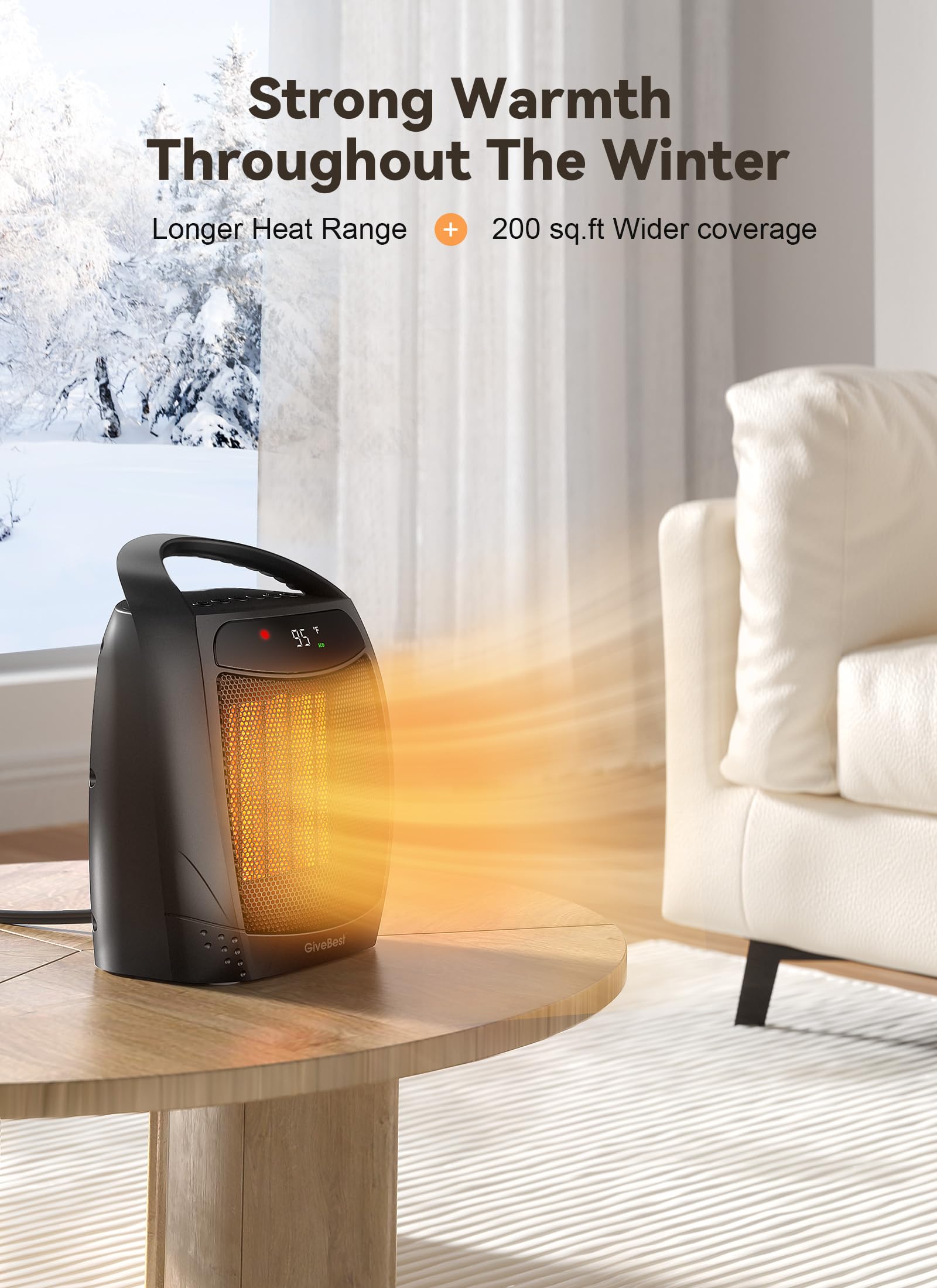GiveBest space heater 12-hour timer for scheduling warmth
