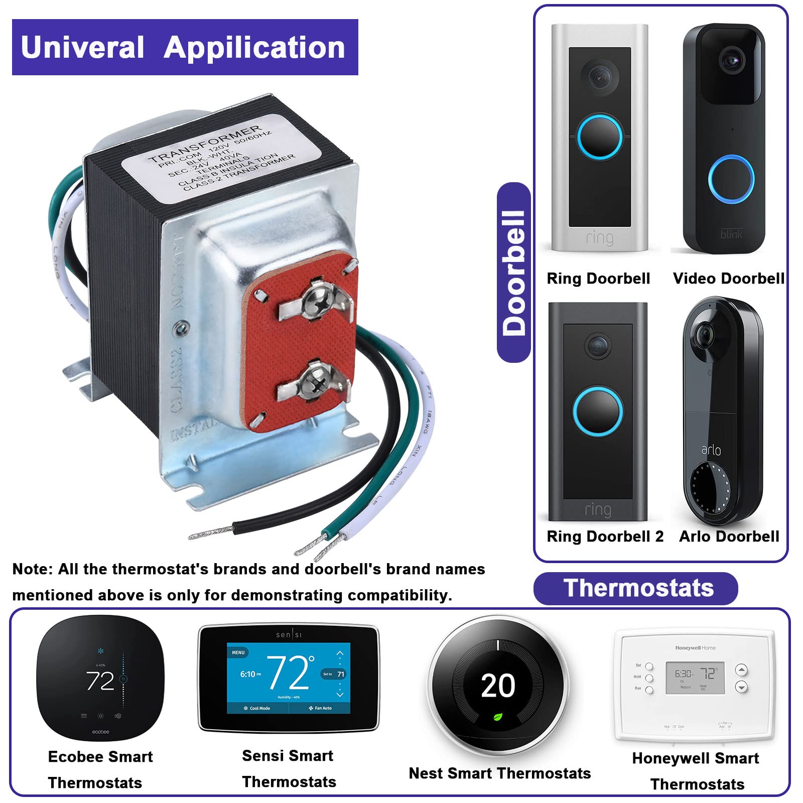 GiveUBED 24VAC power supply for thermostats and doorbells