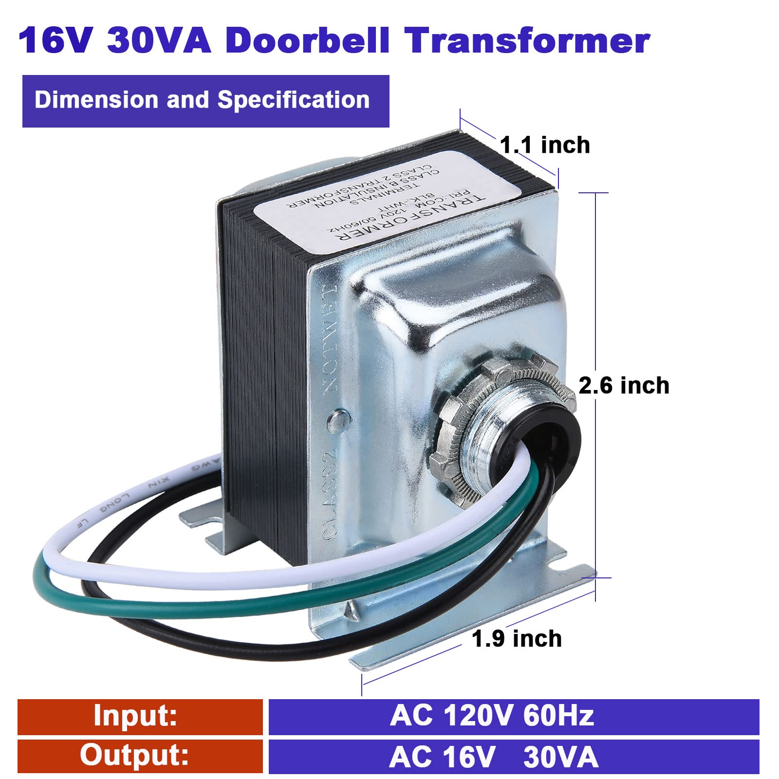 GIVEUBED doorbell transformer side connection showing secure wiring for reliable power