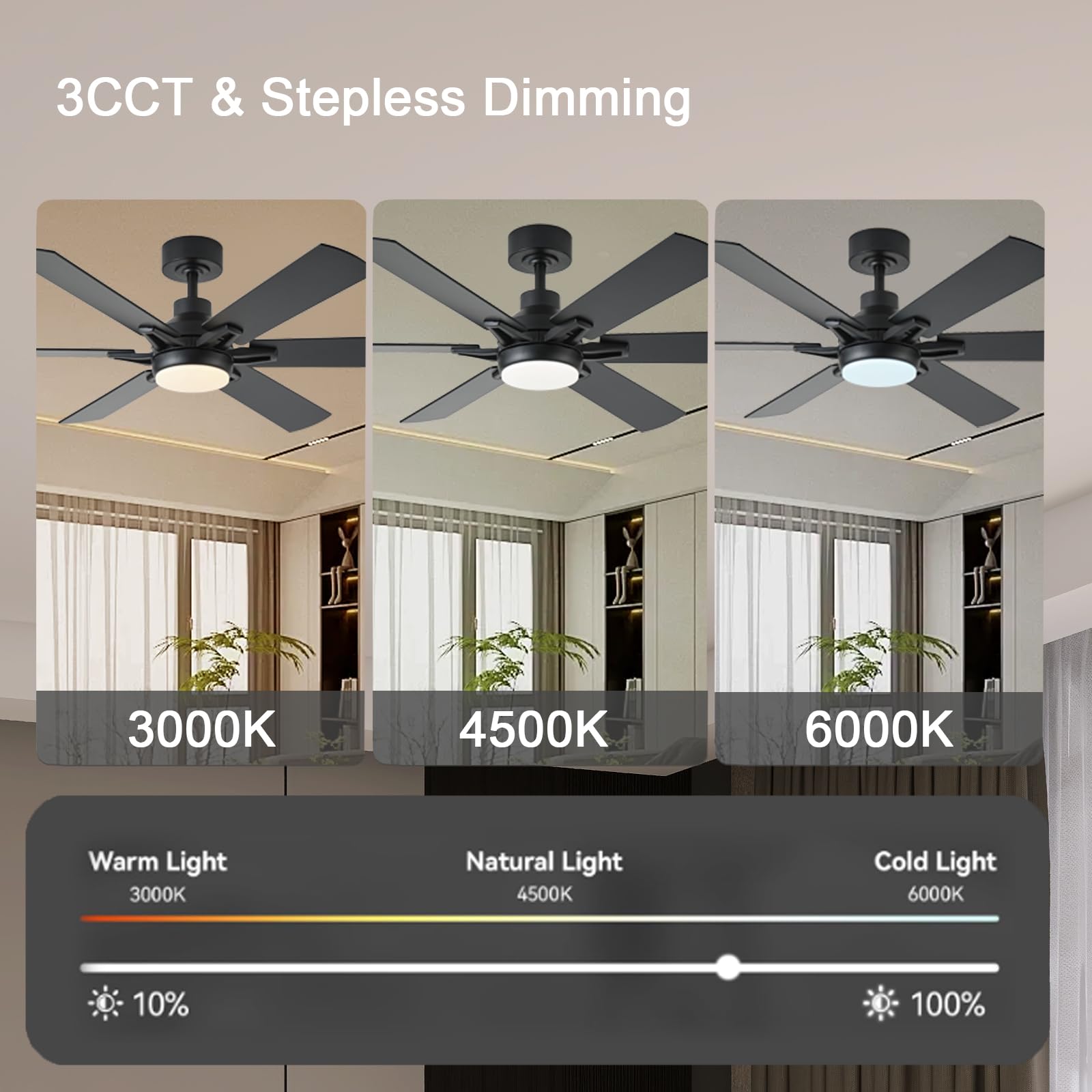 GJeg low-profile black ceiling fan offers quiet cooling for bedrooms