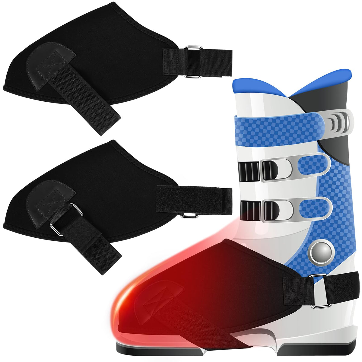 GJQ ski boot covers provide warmth with windproof neoprene on the chairlift