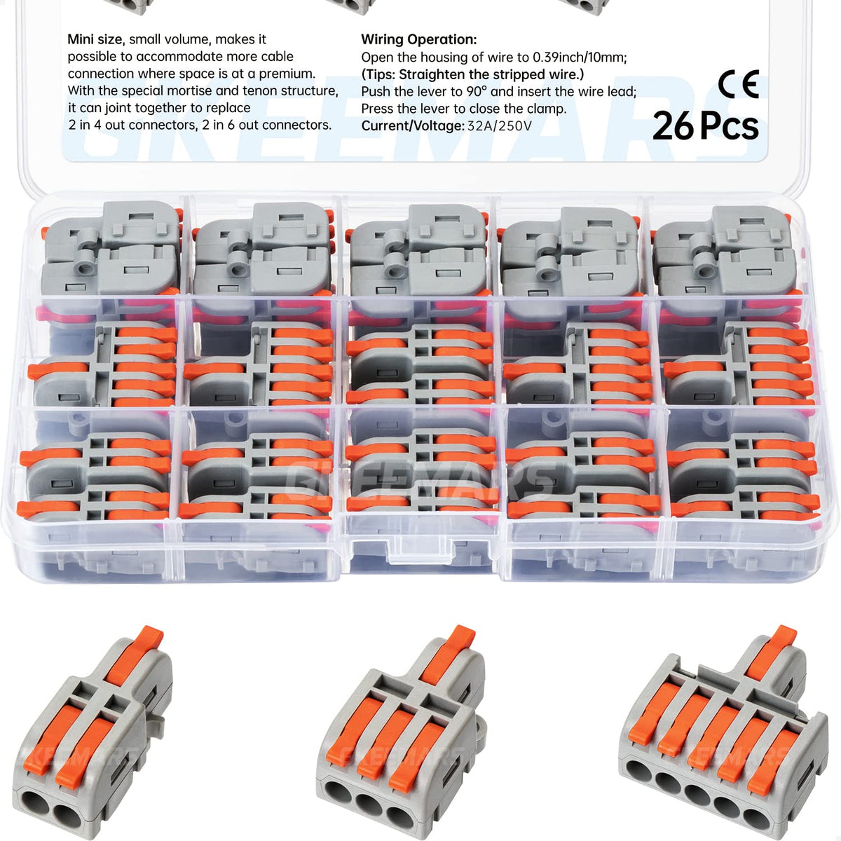 GKEEMARS 1in-2out connector close-up for fast, reliable splicing.