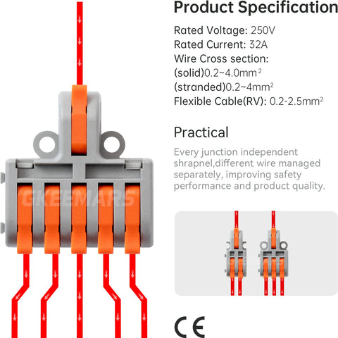 GKEEMARS 1in-5out connector close look expanding wiring options.