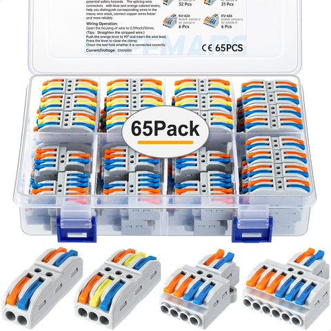 GKEEMARS 65-piece compact splice connector set for quick wiring projects.