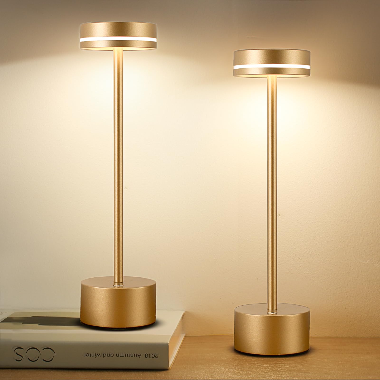 Gkeiten LED table lamp with rose gold finish for a stylish bedside glow.