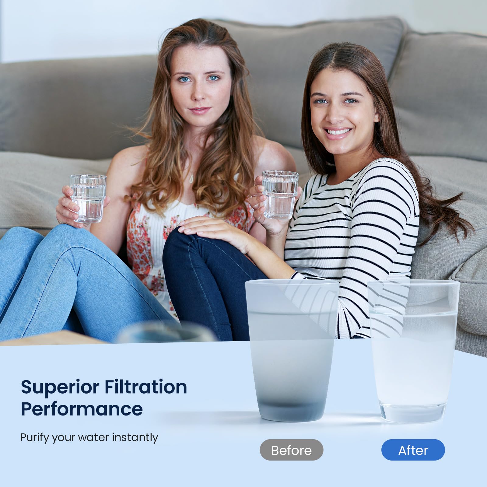 GLACIER FRESH compact under-sink design saves cabinet space.