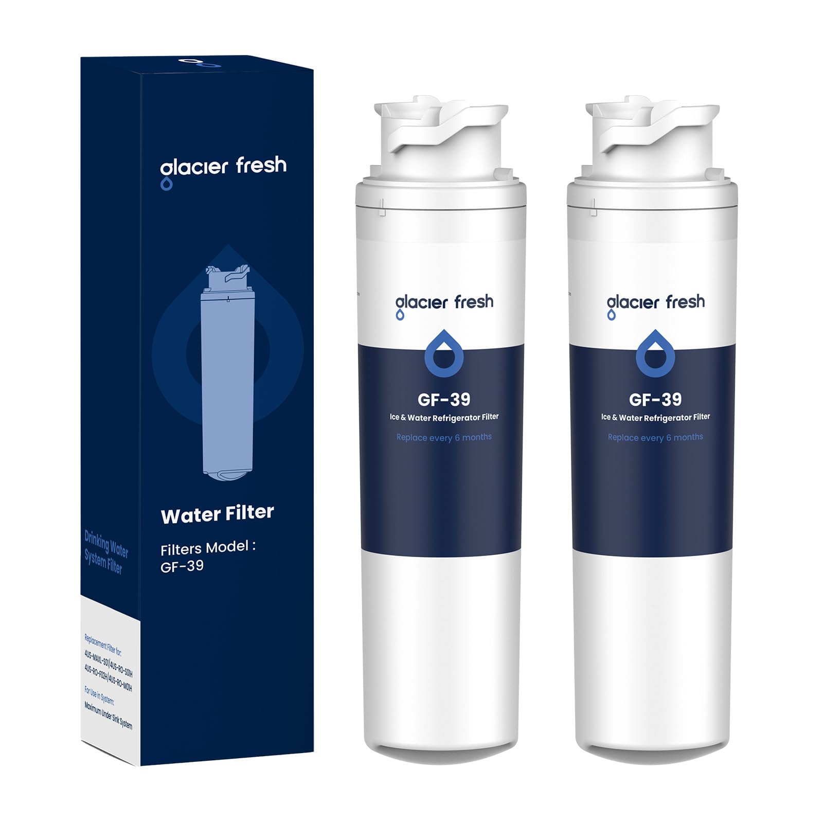 GLACIER FRESH replacement filter cartridge fits 4US-MAXL-S01 for reliable filtration.