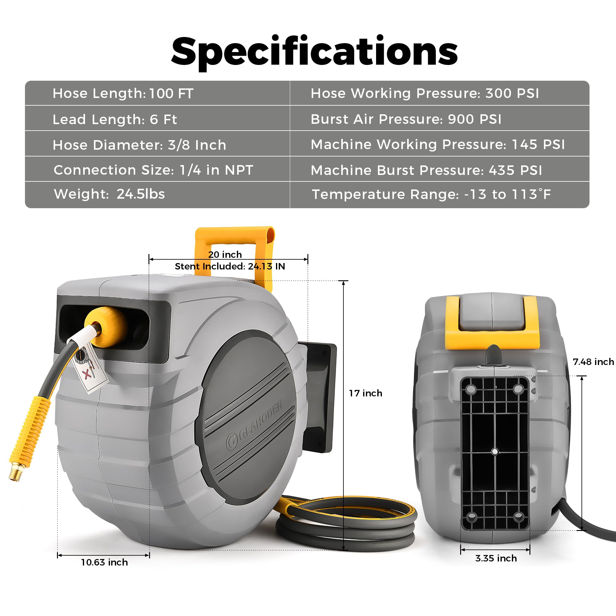 GLAHODEN durable polypropylene housing resists impact and leaks.