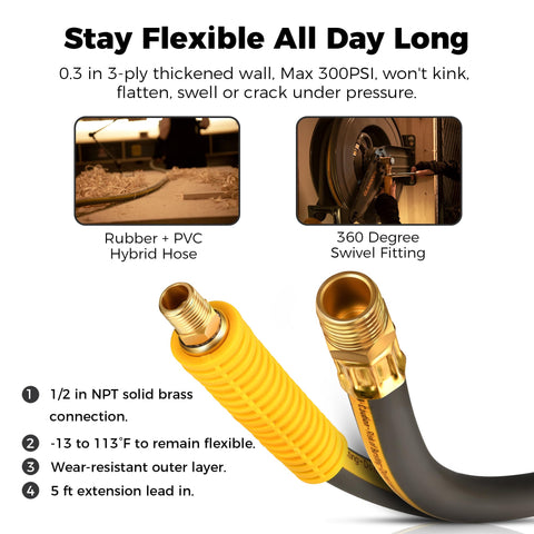 GLAHODEN hybrid hose 1/2 inch flexible in varying conditions
