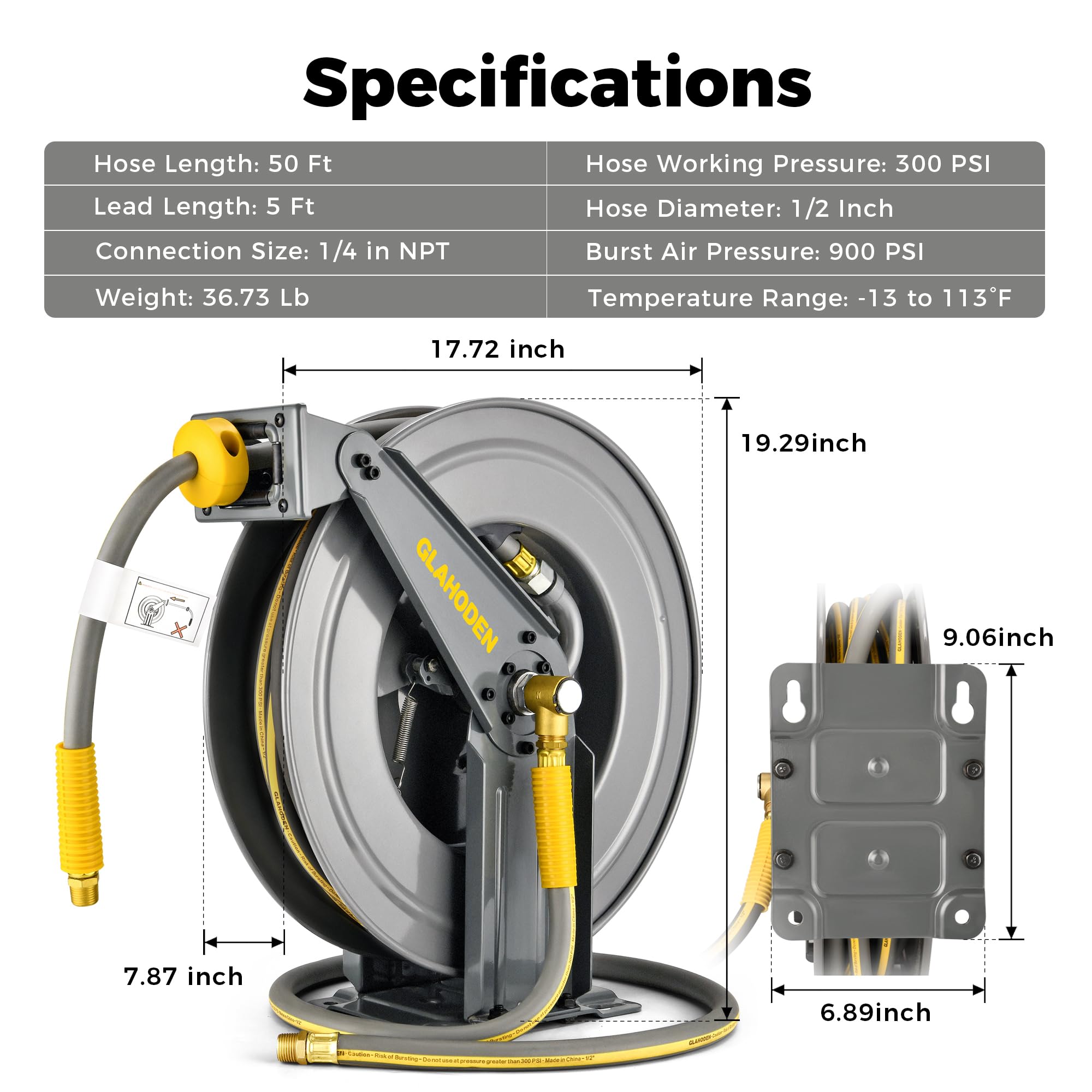 GLAHODEN reel in a workshop keeping hoses organized and accessible