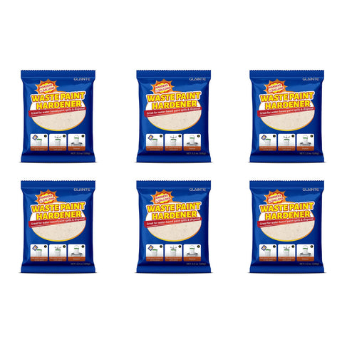 GLAINTE Waste Away Paint Hardener six-pack powder ready for quick paint waste cleanup.
