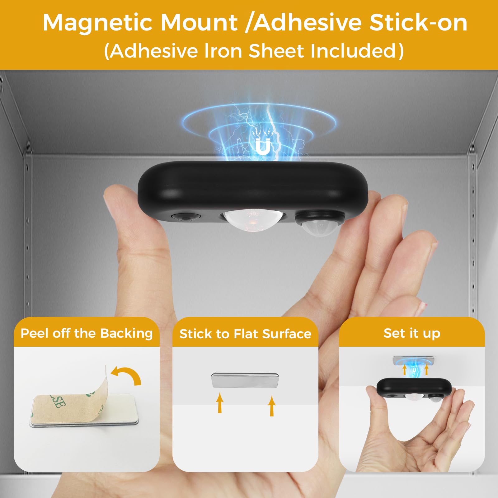 GLARESBOT LED puck light adhesive-plate mounting offers flexible placement