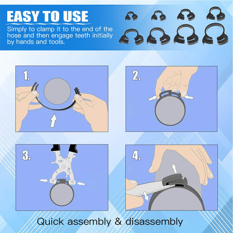 Glarks 121-piece kit covers eight sizes for silicone, vinyl, and hydrofarm hoses.