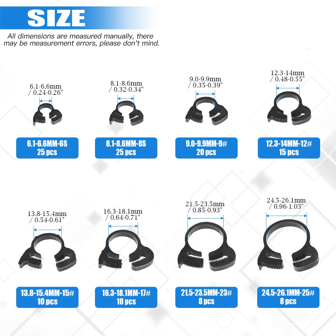Glarks double grip hose clamps with teeth provide secure, quick installations.