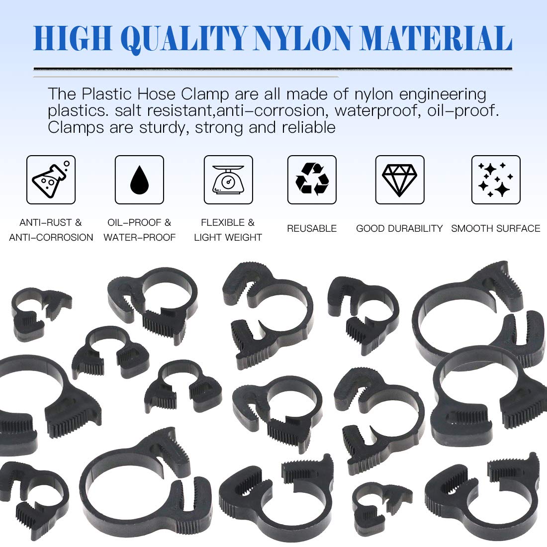 Glarks nylon engineering plastic clamps deliver durable, corrosion-resistant performance.