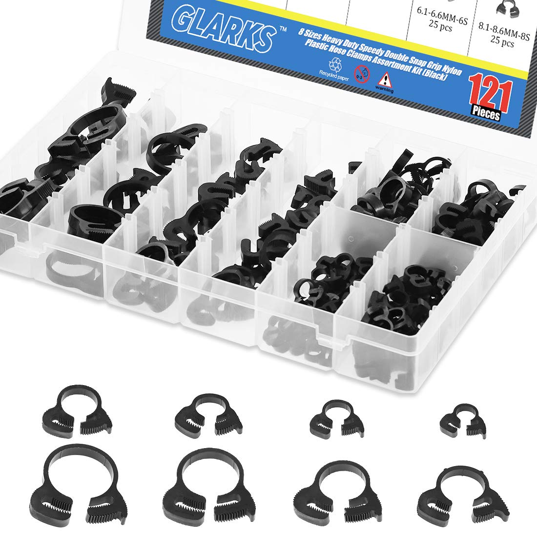 Glarks snap ratcheting design enables one-handed fastening.
