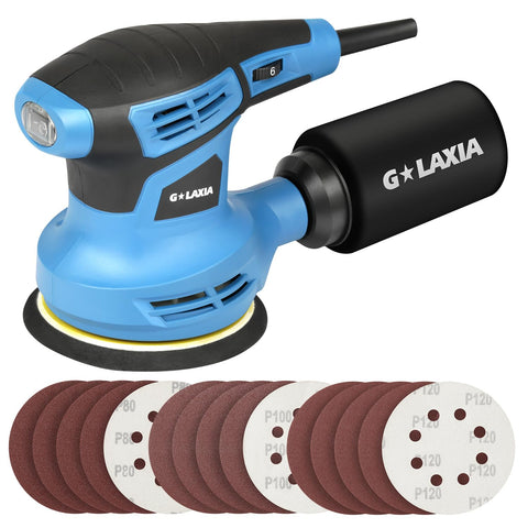 G LAXIA Orbital Sander front view showing compact palm-size design for precise edging.