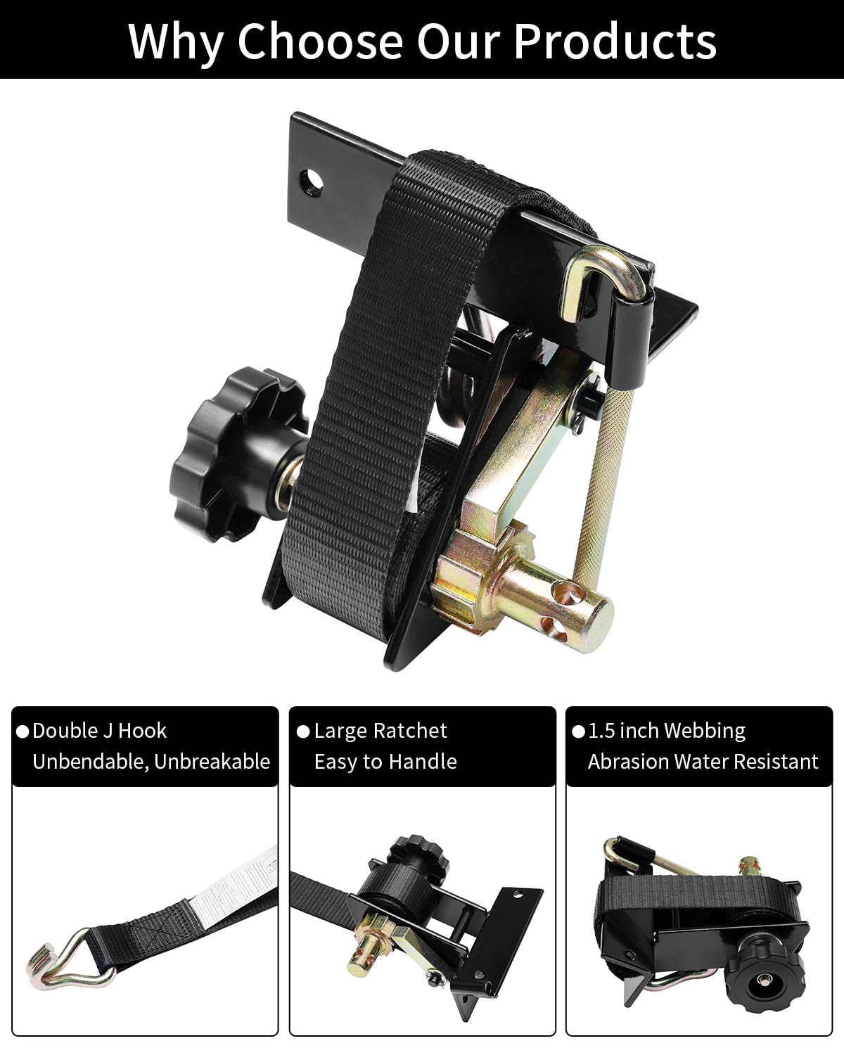 Gledewen heavy-duty tie-down strap resists wear for long-lasting use