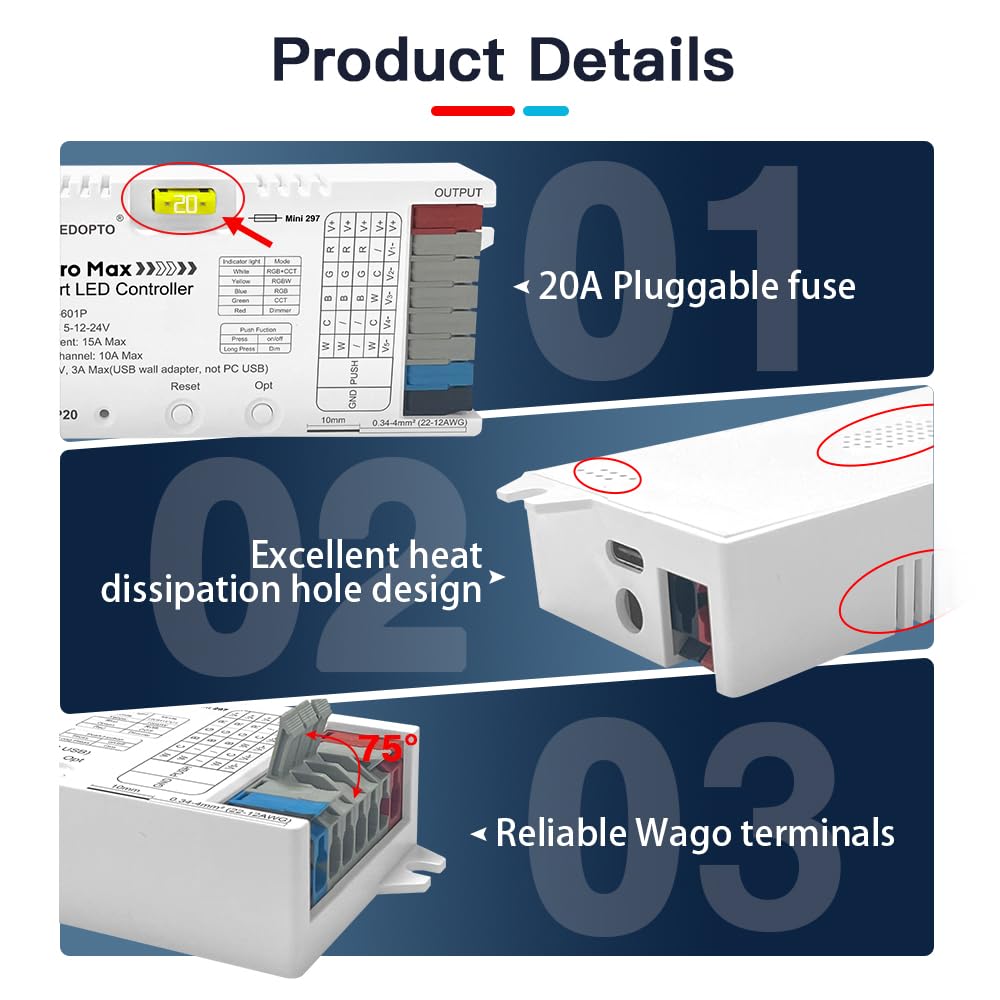 GLEDOPTO controller compact design suits under-cabinet and ambient lighting.