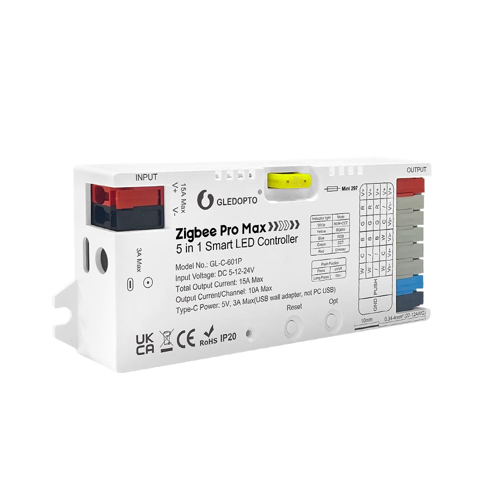 GLEDOPTO ZigBee 3.0 Pro Max controller front view for seamless smart lighting integration.