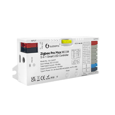 GLEDOPTO ZigBee 3.0 Pro Max controller front view for seamless smart lighting integration.