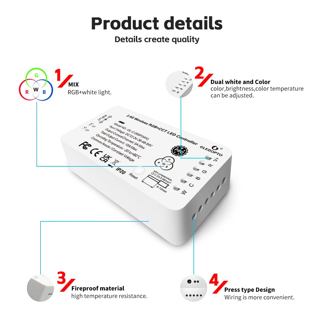 GLEDOPTO flame-retardant housing for safe, durable LED projects