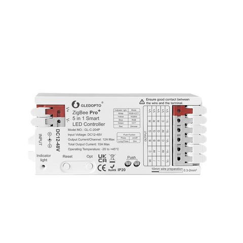 GLEDOPTO ZigBee3.0 controller front view for seamless RGB/CCT control.