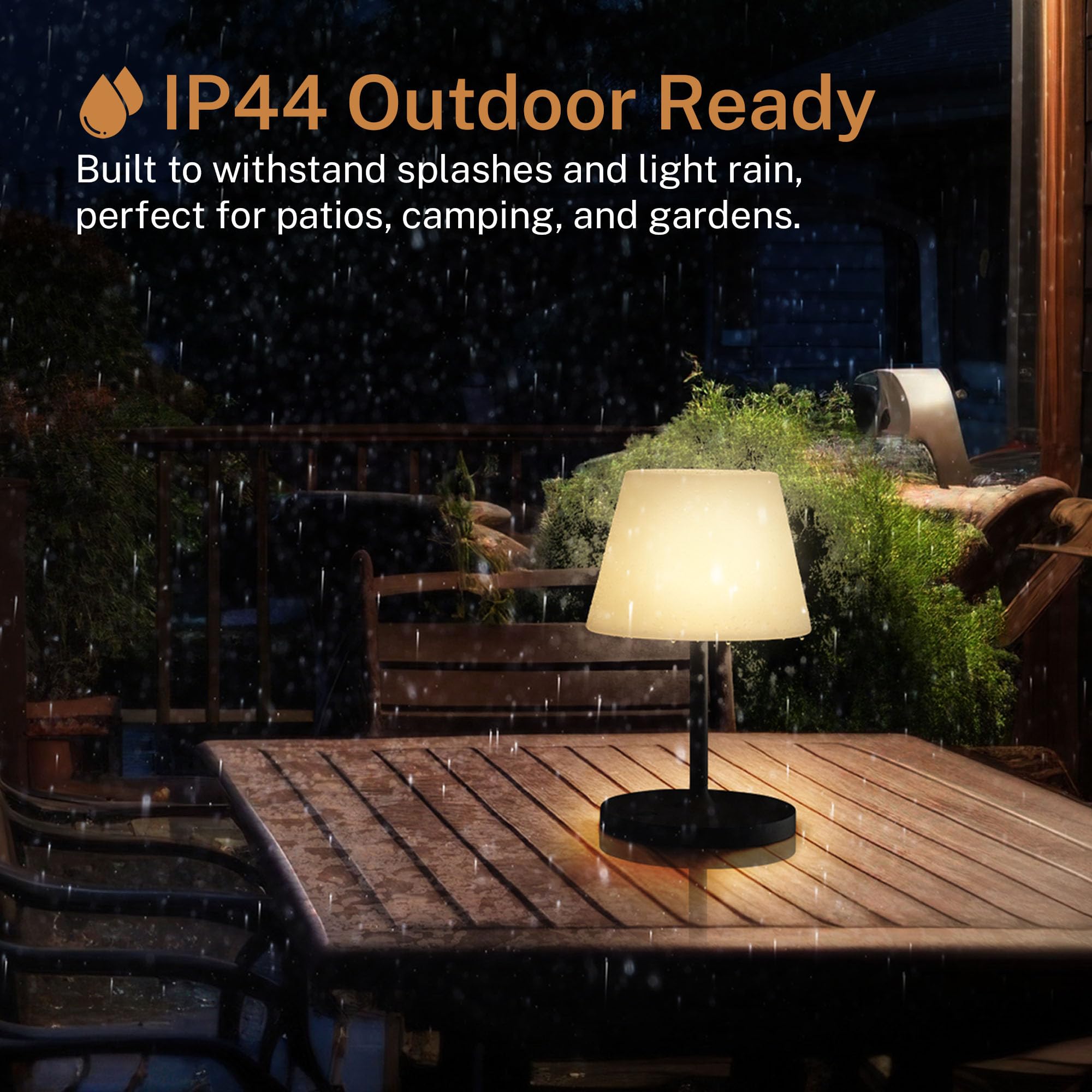 Glendora cordless lamp bathroom IP44 design resists moisture