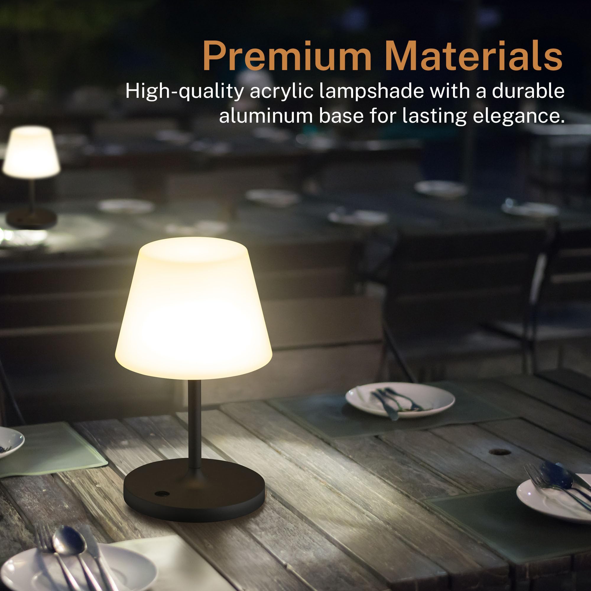 Glendora cordless lamp outdoor patio use demonstrates weather resistance