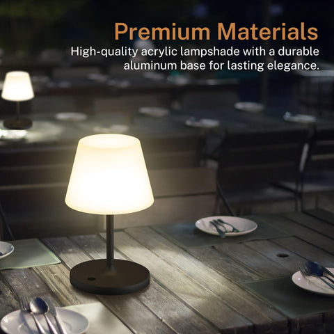 Glendora cordless lamp outdoor patio use demonstrates weather resistance