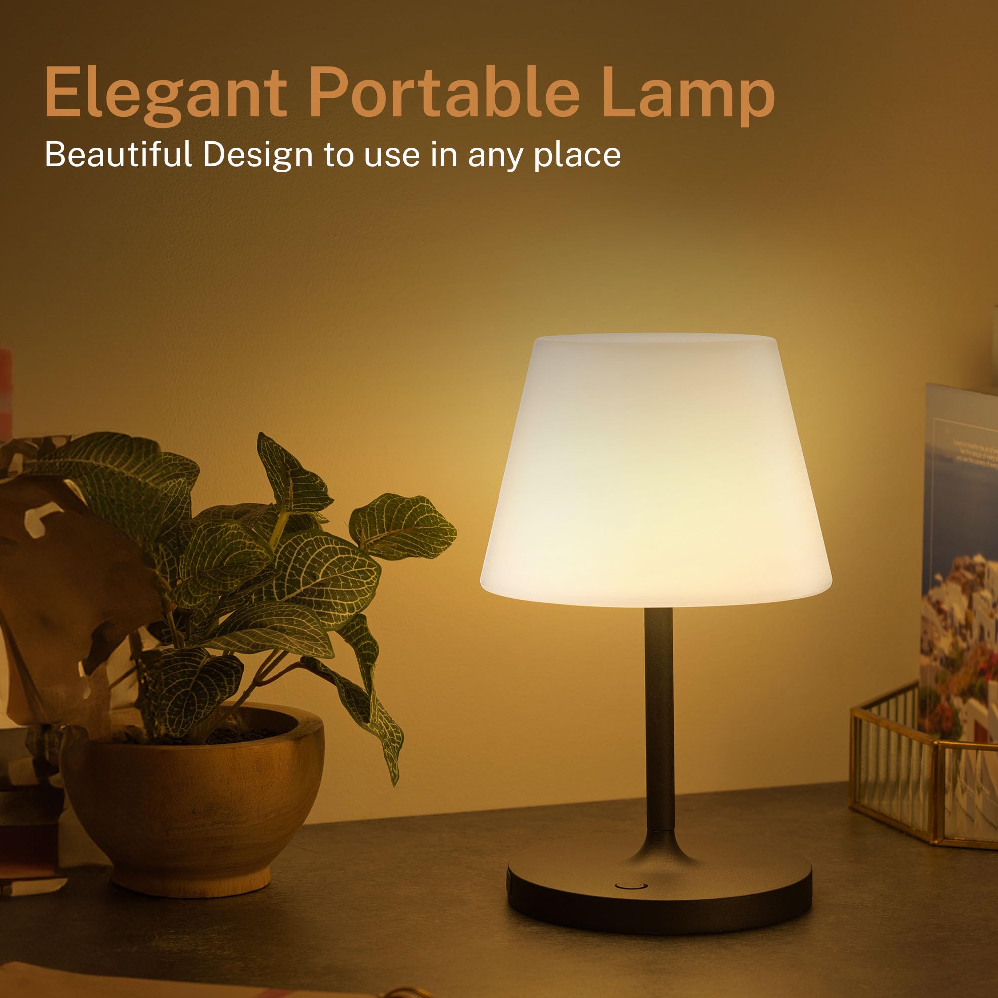 Glendora cordless lamp touch dimming control showcases adjustable brightness