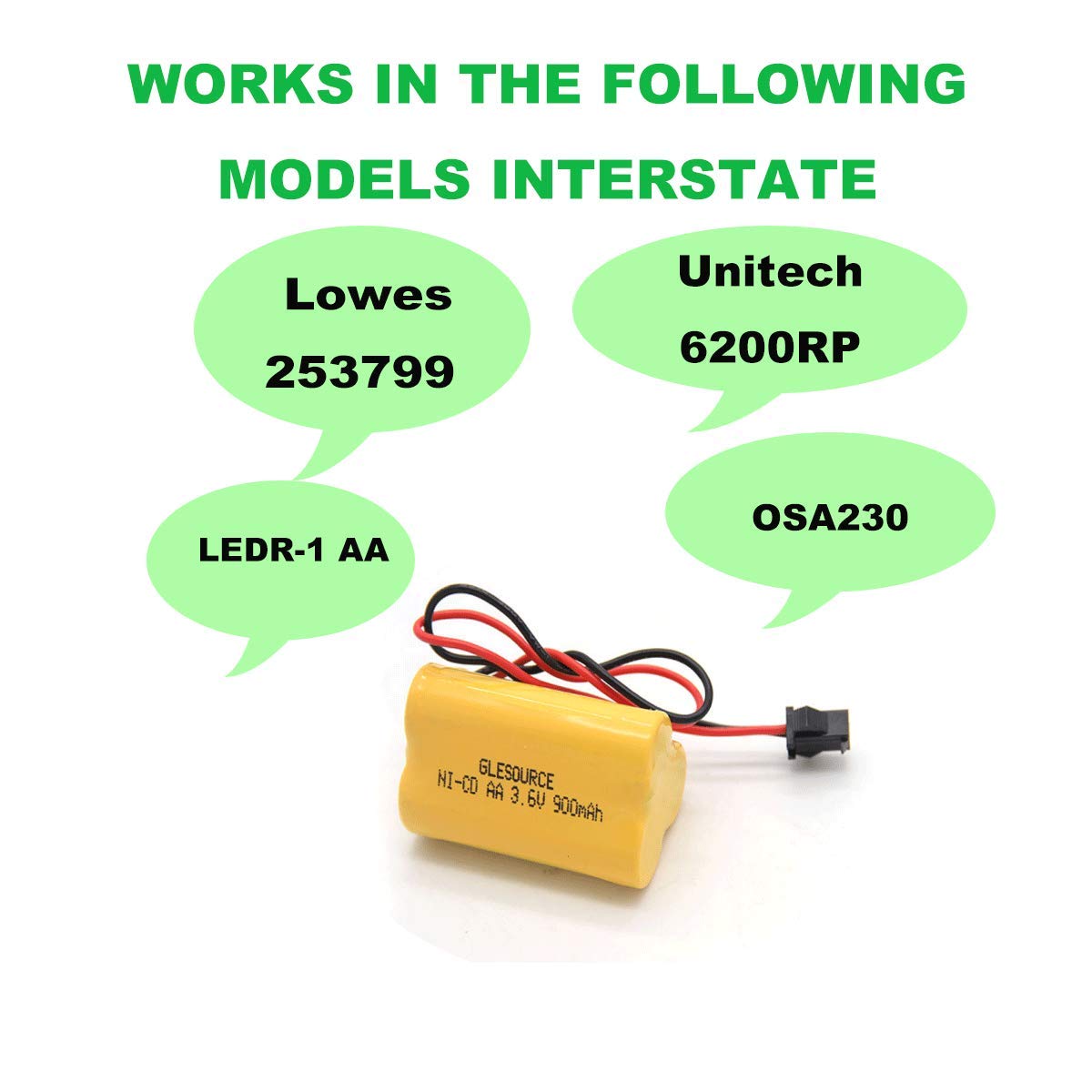 GLESOURCE 900mAh Ni-Cd battery with safety protections for safe use