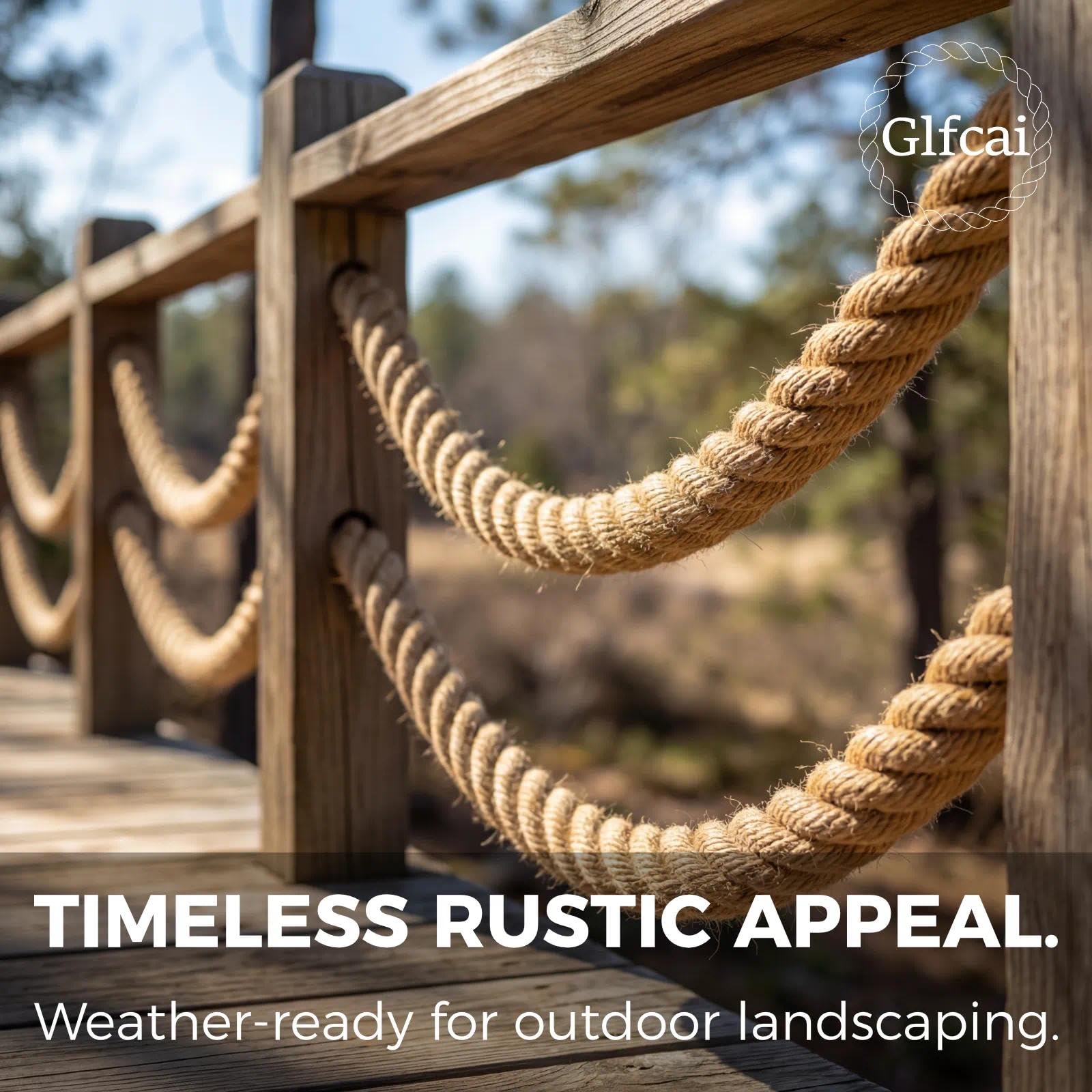 Glfcai 50-foot hemp rope used for decorative garden edging and porch projects