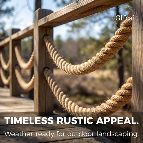 Glfcai 50-foot hemp rope used for decorative garden edging and porch projects