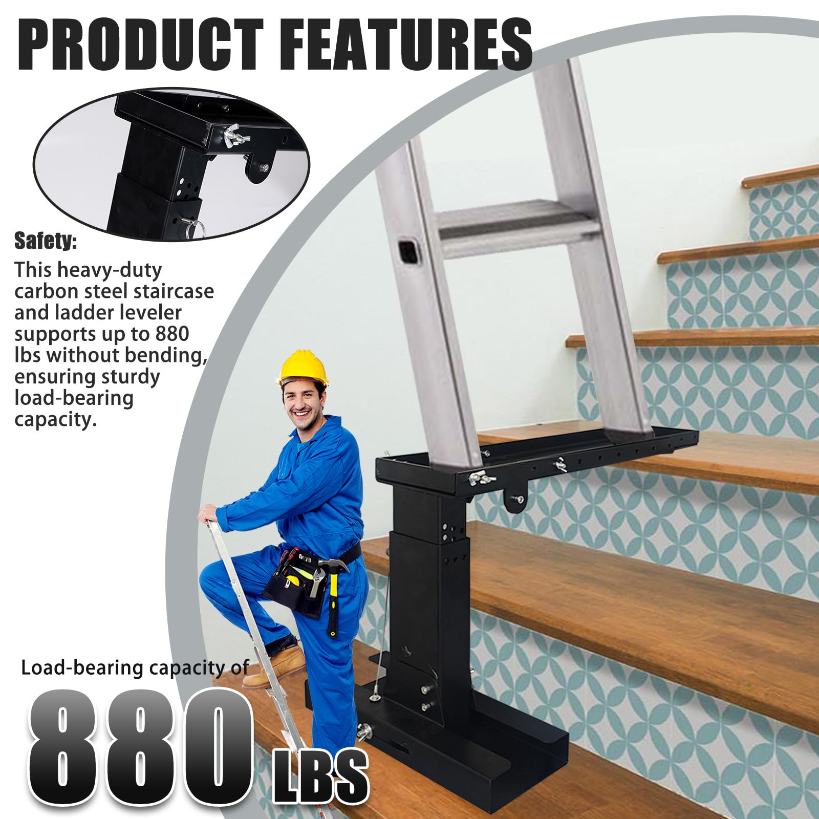 GLGFFZZ Ladder Leveler Pro extends to fit 20–29.6 inches for versatile heights.