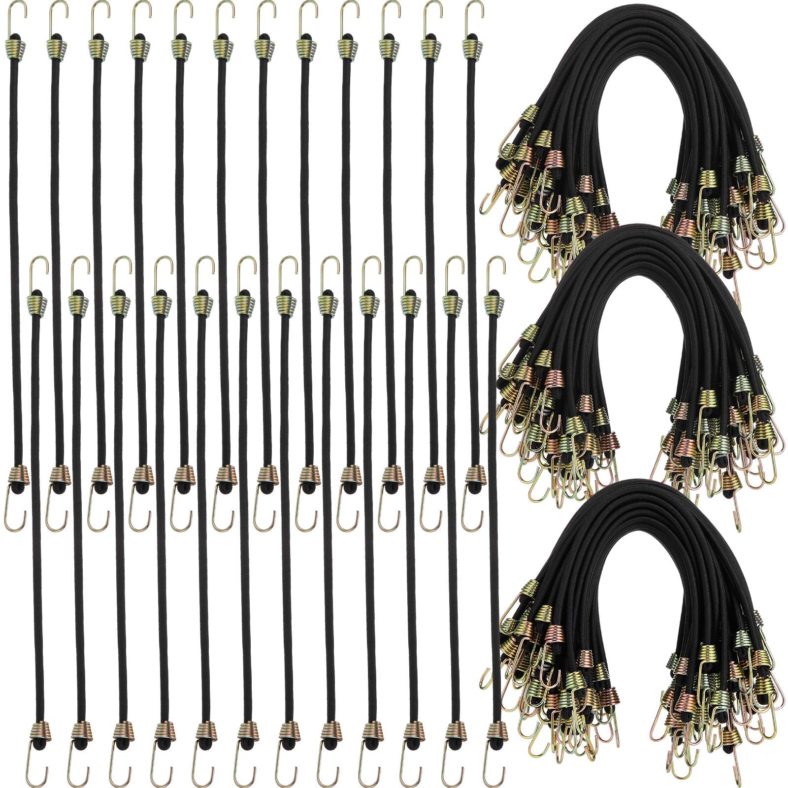 GliCraft 50 Pcs mini bungee cords with hooks securing luggage