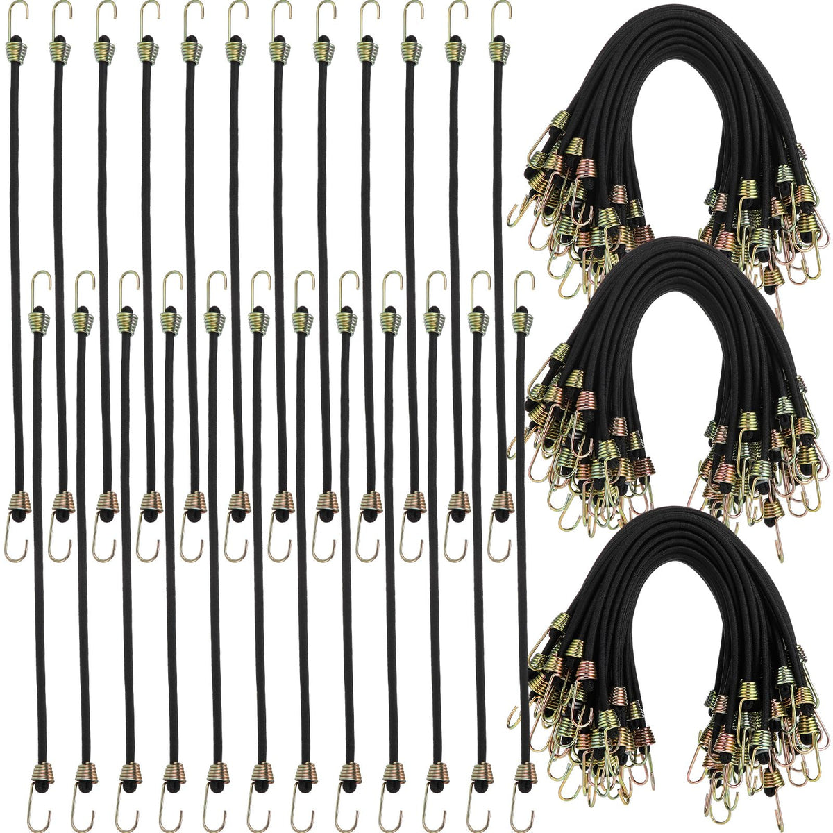 GliCraft 50 Pcs mini bungee cords with hooks securing luggage