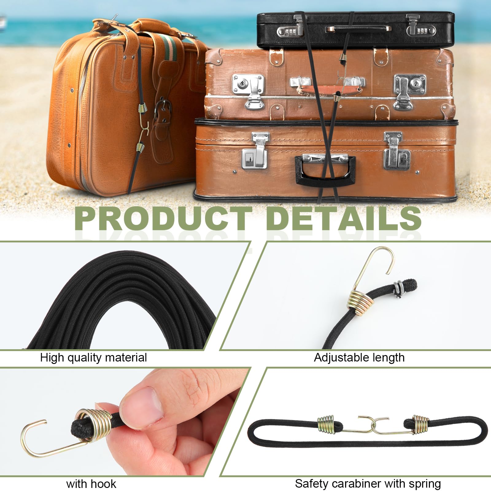 GliCraft bungee cords stretch to 1.5x length for flexible securing