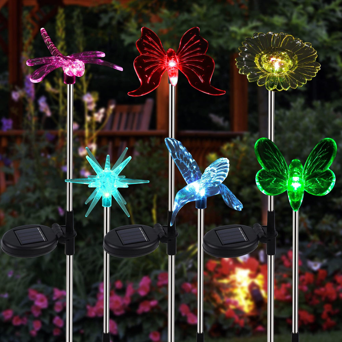 Glintoper butterfly figurine light brightens pathways with colorful glow at night